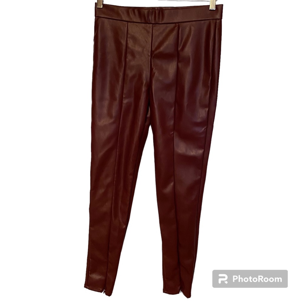 SOFIA VERGARA PANTS LEGGINGS ROSA JEGGING PURPLE FAUX LEATHER ZIP ANKLE SIZE 6